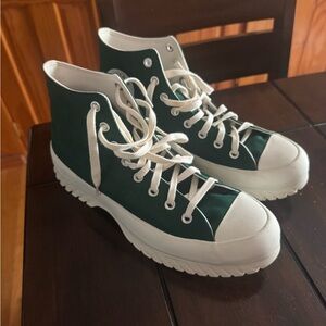 Converse Green Canvas High-Top Sneakers with White Interior